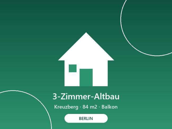 Açık 3 odalı eski bina dairesi Berlin-Kreuzberg'de — 84 m², balkon, mutfak donanımı